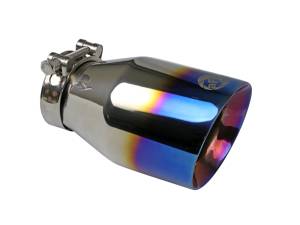 Exhaust - Exhaust Tips - aFe Power - aFe Power MACH Force-Xp 304 Stainless Steel Clamp-on Exhaust Tip Blue Flame 2-1/2 IN Inlet x 4 IN Outlet x 7 IN L - 49T25404-L071