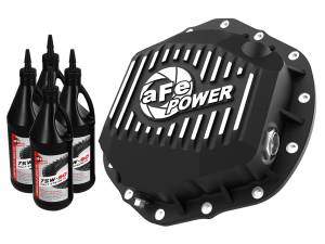 aFe Power Pro Series Rear Differential Cover Black w/ Machined Fins & Gear Oil GM Trucks 20-23 V8-6.6L (AAM 11.5/12.0-14) - 46-71261B