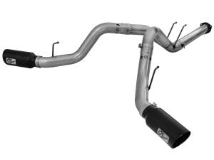 aFe Power Large Bore-HD 4 IN 409 Stainless Steel DPF-Back Exhaust System w/Black Tip Ford Diesel Trucks 15-16 V8-6.7L (td) - 49-43122-B