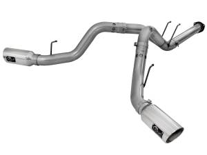 aFe Power Large Bore-HD 4 IN 409 Stainless Steel DPF-Back Exhaust System w/Polished Tip Ford Diesel Trucks 15-16 V8-6.7L (td) - 49-43122-P