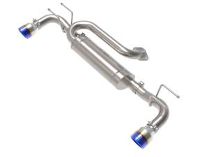 aFe Power - aFe Power Takeda 3 IN to 2-1/2 IN 304 Stainless Steel Axle-Back Exhaust w/ Blue Flame Tip Mazda 3 Hatchback 19-23 L4-2.5L/2.5L (t) - 49-37023-L - Image 1