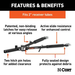 RockJock 4x4 Curt Rambler Steel RV Tow Bar 7500 Lbs. 2 Inch Shank) Includes Tow Bar Safety Cables Hitch Pin and Clip - RJ-70001